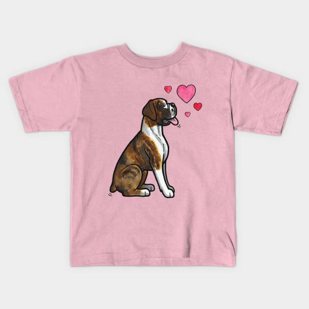 Boxer dog love (brindle) Kids T-Shirt by animalartbyjess